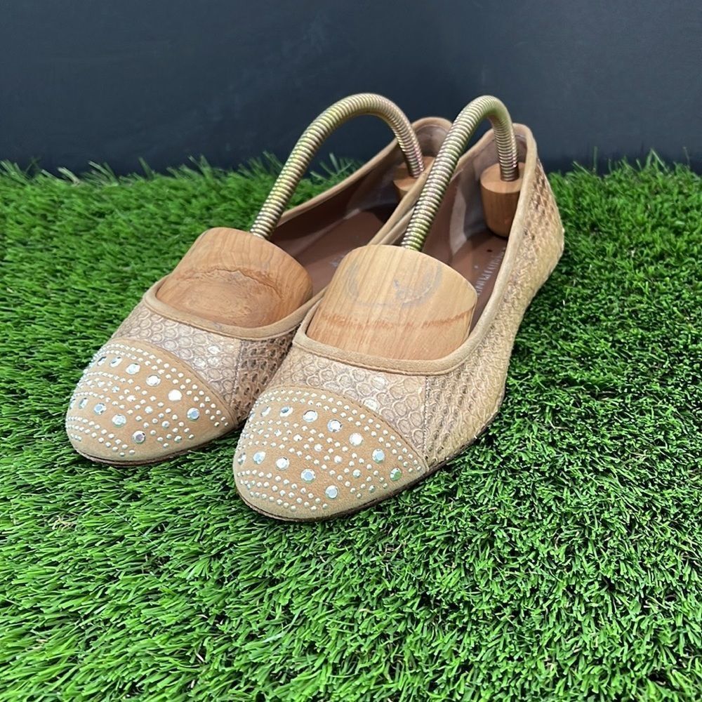 Donald Pliner 'Great' Snakeskin Studded Ballet Flat